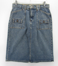VINTAGE Gap Skirt Women 6 Blue Denim Jeans Cottage Core Grunge Slit Utility Y2K