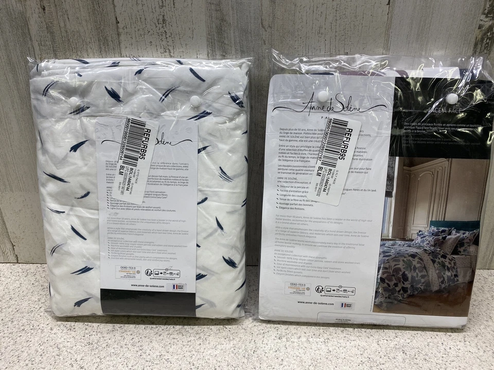 Juego de 2 sábanas planas y ajustables Anne De Solene Face A Face de algodón satén reina nuevo Foto 2 de 4