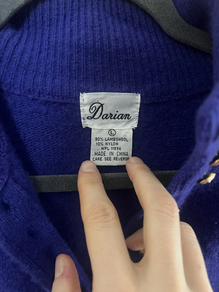 Vintage Darian Royal Purple Lambswool Sweater dress Size L - Image 2 of 4