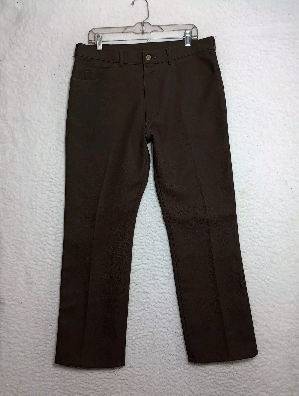 Vintage Lee Pants Mens 36×30 Brown Pleated Slacks Polyester Wrancher Rn