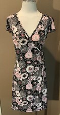 Parallel S Black Floral Office Cottage True Wrap Dress W Split Sleeves