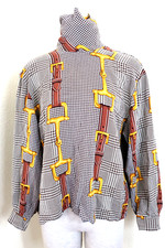 VNTG CELINE Barocco Brown Silk Button Down Lo...