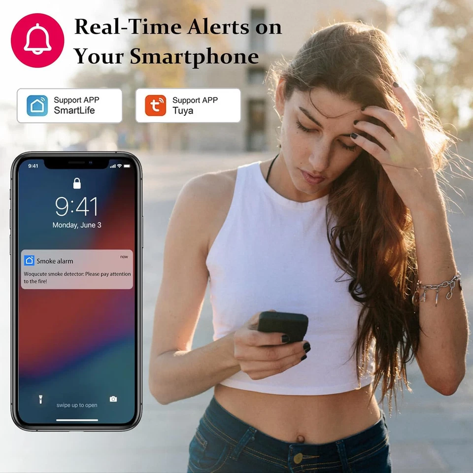 Tuya Wifi Smoke Alarm Kit Fire Smoke Alarm Fire Alarm Smart Life App Push - Image 3 of 4