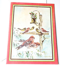 Christmas Card Birds Pine Grosbeaks Evening Grosbeaks at Feeder Phyllis Howard