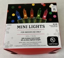 Sylvania Christmas Mini Lights 35 Count INDOOR ONLY Multi Color GREEN WIRE New