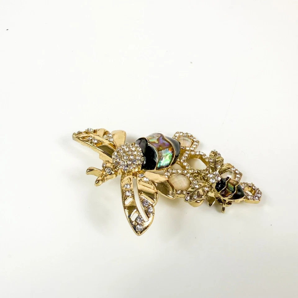 Broche de panal de abeja abulón pedrería esmaltada negra Anne Klein Foto 3 de 4