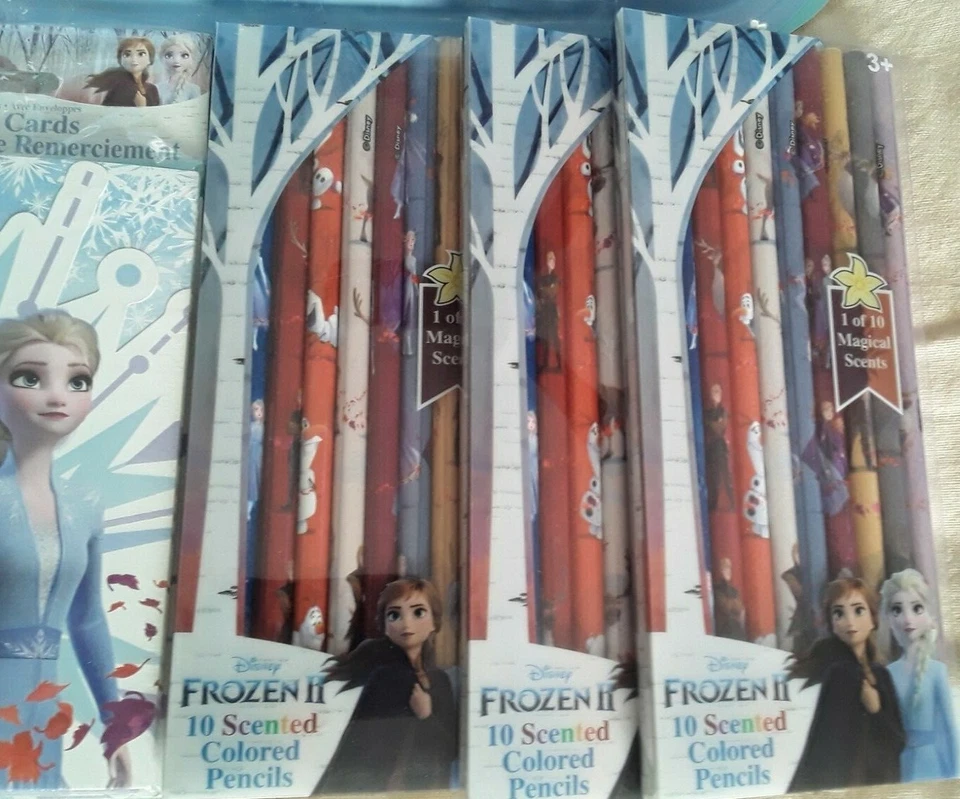 Disney Frozen II Party Supplies Lot Pencils Invitations Thank You Cards Stickers - Image 3 of 4