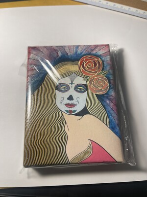 5x3.5 Stretched canvas Over Woodstock of Day Of The Dead Girl Mexico