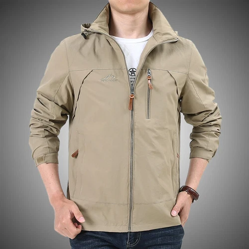 Herren Wasserabweisend Reißverschluss Kapuze Windbreaker Wandern Taktische Jacke Mäntel - Bild 3 von 17