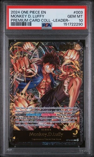 One Piece Monkey D. Luffy Premium Card Collection ST13-003 Leader Foil PSA 10