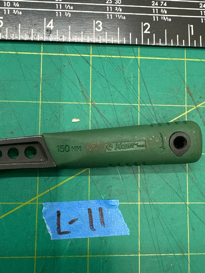 Vintage 6-Inch Hans Tools 150mm Adjustable Spanner Wrench Green Soft Grip Handle - Image 3 of 4