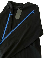 RTA Brand Lawrence Long Sleeve Solid Black Blue Cross Stripe - Men's XS X-Small