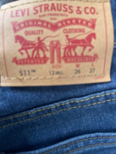 Levis 511 Slim Fit Jeans Boys Size 12 Regular Size 26 X 27 Adjustable Waist - Picture 2 of 3