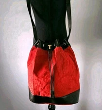 TIFFANY & CO. T Monogram Jaquard Leather Crossbody Bucket Shoulder Bag Vintage 