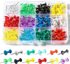 12 Colors 150 Pcs Push Pins, Standard Thumb Tacks Steel Point and 12