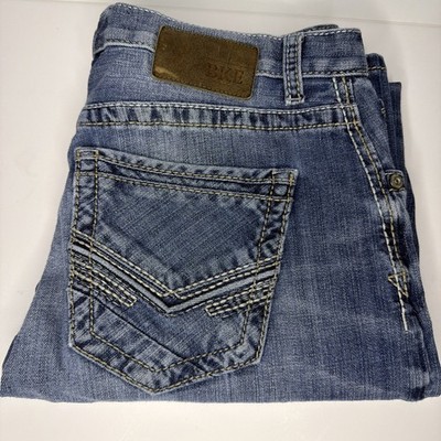 BKE Buckle Jeans Mens 33Rx30 Blue Distressed  Straight Leg Jeans Denim