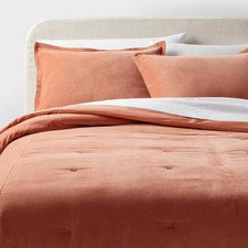 3pc Full/Queen Velvet Comforter and Sham Set Light Terracotta -