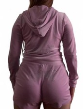 Juicy Couture Pink Velour Tracksuit Matching Jacket And Shirt Set - Size Small