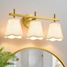 Bathroom Light Fixtures, 3-Light Brushed Gold Vanity Lights for Bathroom with...