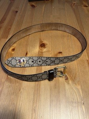 Gucci Belt GG Supreme Tiger Print Beige/Ebony