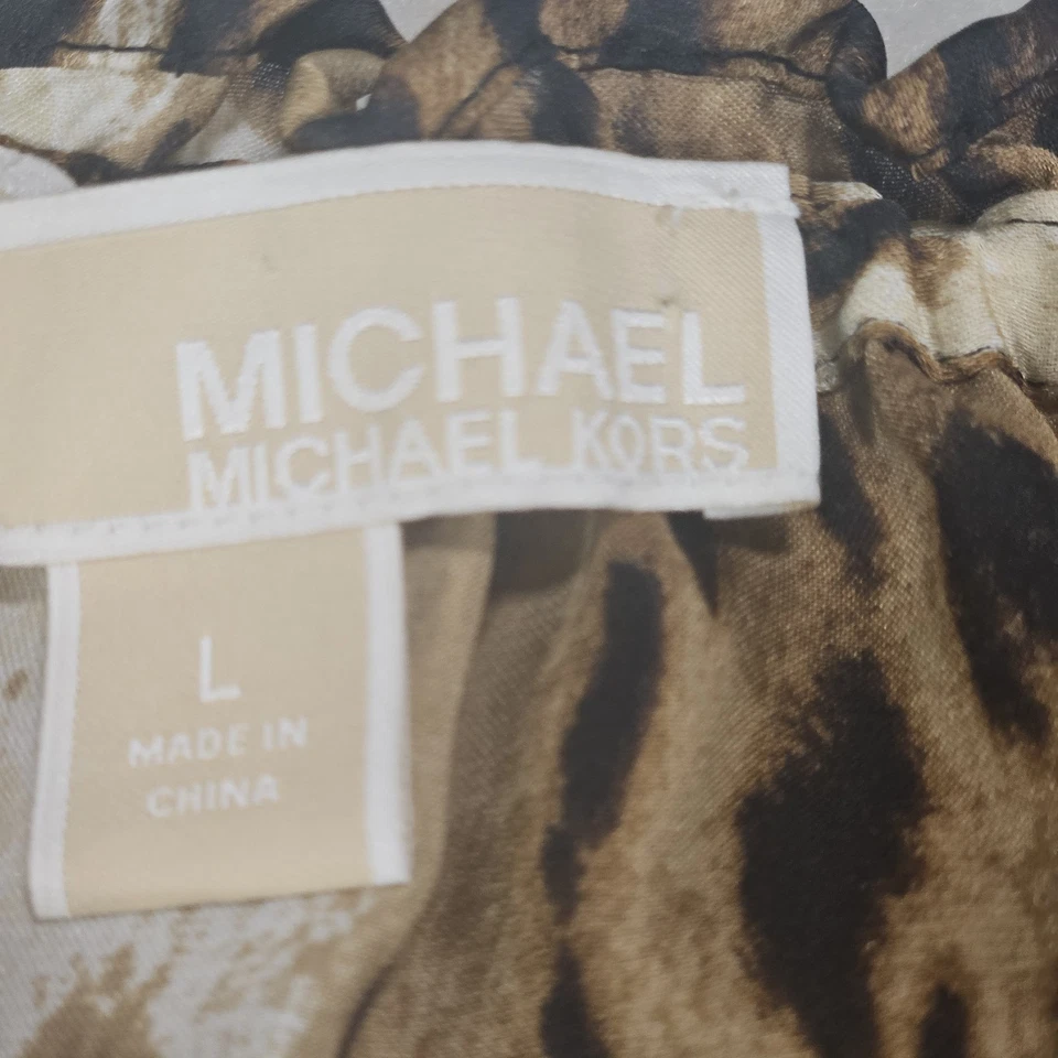 Top campesino manga larga estampado animal negro y marrón Michael Kors talla grande Foto 4 de 4