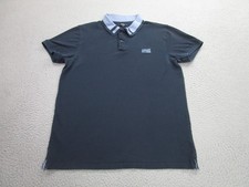 Cavalli Class Polo Shirt Mens Large Navy Blue Contrast Collar Embroidered Logo