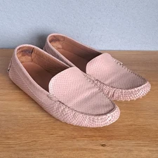 M. Gemi Women 42 US 11 Light Pink Leather Slip-On Driving Loafers Snakeskin Flat
