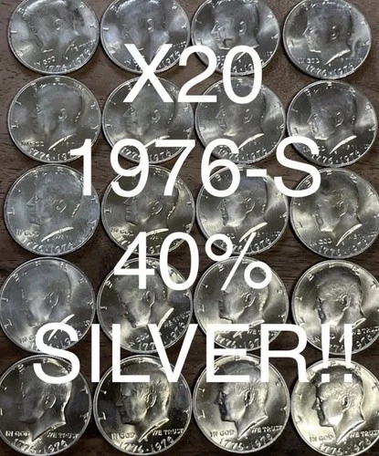 🔥 1976 S KENNEDY UNC 40% Silver Bicentennial HALF Dollar ROLL of 20 COINS E