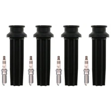 NGK 4 Ruthenium HX H. I. Spark Plugs 4 Coil Boots Kit for Explorer Focus LR2 L4