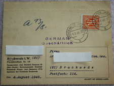 Letter Folded. Bef�r Brackwede. Franked Bizone Mi No: 14 on 6.8.1945 (14.840)