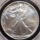 1991 $1 Dollar American Silver Eagle / Walking Liberty  Coin 1 Ounce Fine Silver