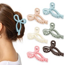 6Pcs Bow Claw Clips,Bow Hair Clips for Women,3.9" Nonslip Claw Clip