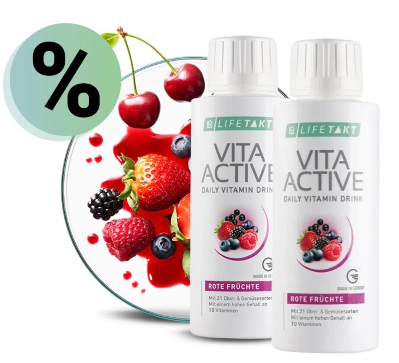 2x LR LIFETAKT Vita Active Rote Früchte Vitamin Drink Obst Gemüse B12 D