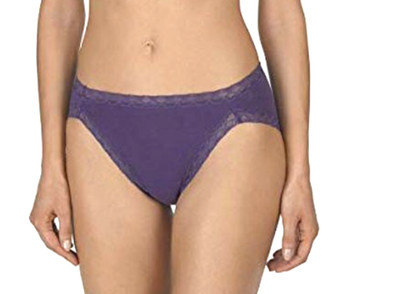 NATORI Women's Grape Jelly Lace-Trim Cotton French-Cut Brief Panty Underwear M