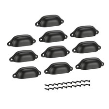 Cup Drawer Pull Kitchen Cabinet Handles Black, 83mm Hole Centers, 10pcs
