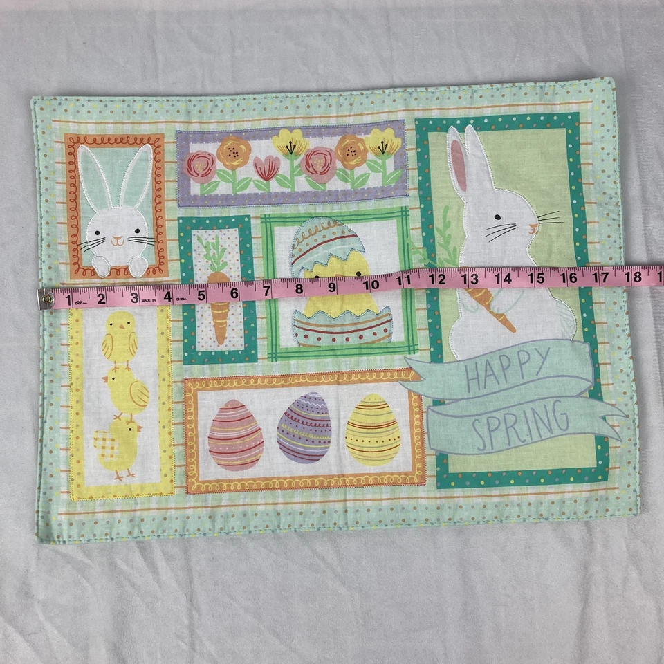 Set of 6 Happy Spring Easter Table Place Mat 18x13 Pastel Egg Chick Bunny Rabbit - Image 4 of 4