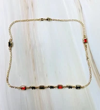 VFK 18K Gold Cute Elephant Azabache Figaro Chain Necklace – Elegant 18'' Jewelry