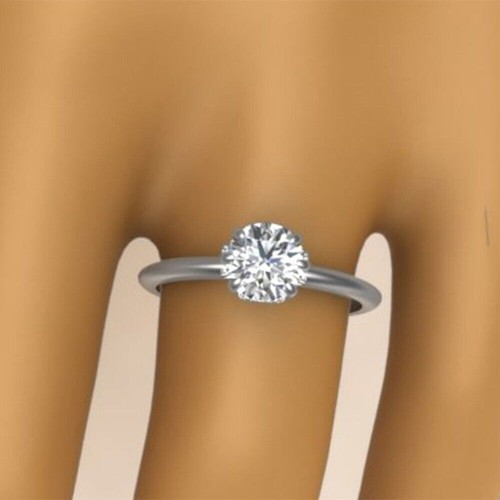 GIA IGI Certified Real Diamond Wedding Ring Round 0.60 Ct Solid 18k White Gold - Picture 5 of 8