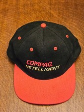 VTG Compaq Netelligent Black and Red Snapback Hat. Y2K