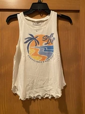 Salt Life Girl’s Pale Yellow Coastlines & Fun Times Tank Top NWT Size M