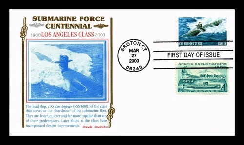 US COVER LOS ANGELES CLASS NAVY SUBMARINES CENTENNIAL FDC COMBO PANDA CACHET