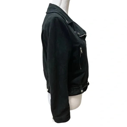 Azalea Faux Suede Black Moto Biker Jacket Women’s Size Medium - Picture 3 of 13