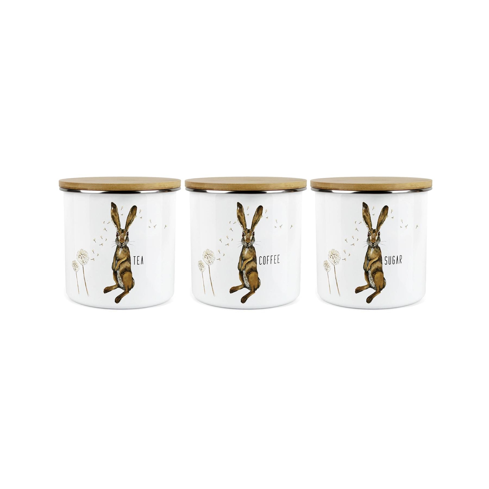 Hare & Dandelions Tea, Coffee & Sugar Canisters - Storage Jars Kitchen Gift Set
