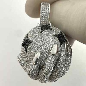 Authentic 3Ct Lab Created Diamond Round Holding Globe Charm Pendant 14K White Gold Plated