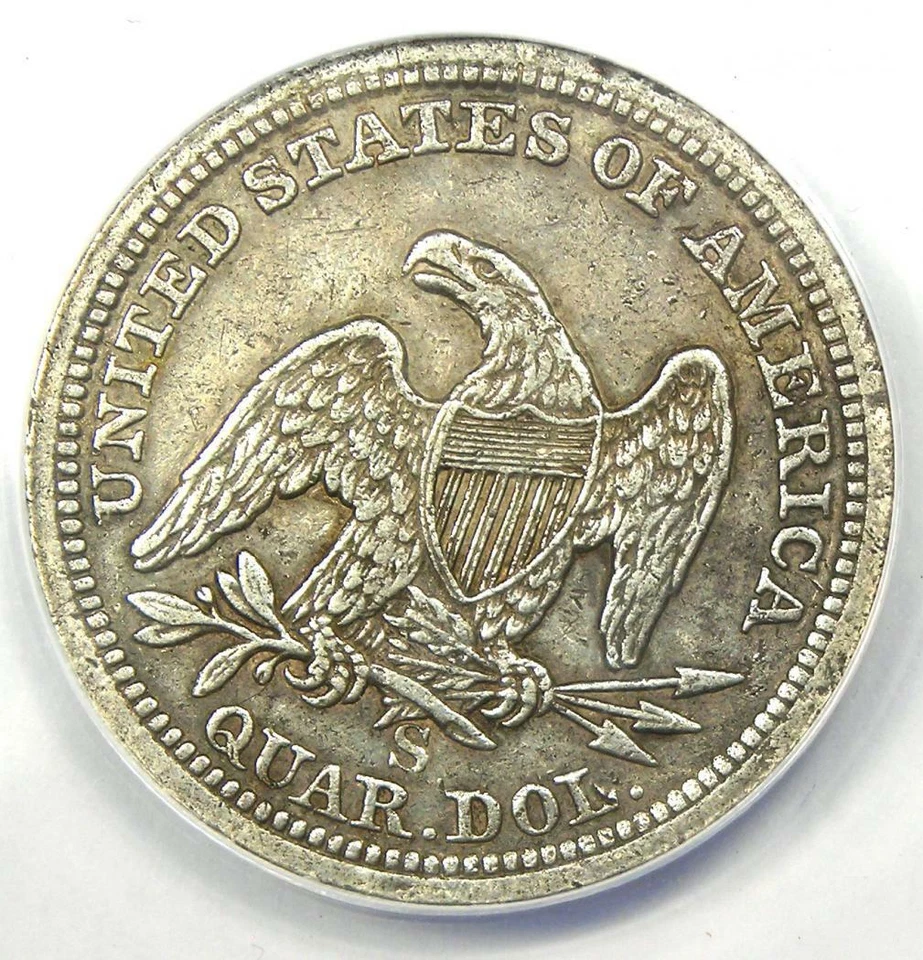 1855-S Arrows Seated Liberty Quarter 25C - ANACS XF40 Detail (EF40) - Rare Date! - Image 4 of 4