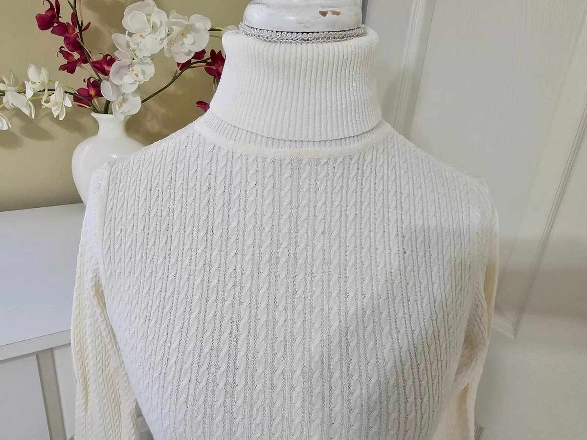 Charter Club Women s Ivory Thin Cable Knit Turtle Neck Sweater