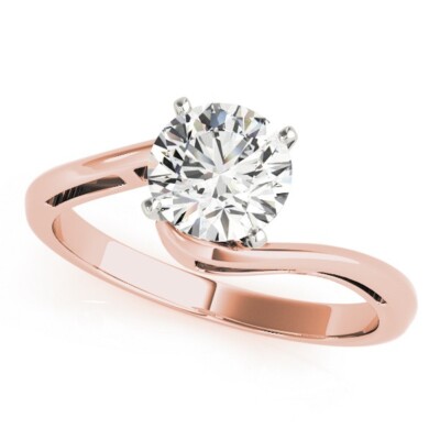 1.00 Ct Round Cut Lab Created Diamond Engagement Ring 14K Solid Rose Gold B