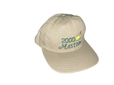 VTG 2000 The Masters Khaki Hat Cap Embroidered Buckle Strapback OSFA Golf Adjust
