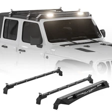 Roof Rack Cross Bars Cargo w/ Lights For 07-24 Jeep Wrangler JK JL Gladiator JT