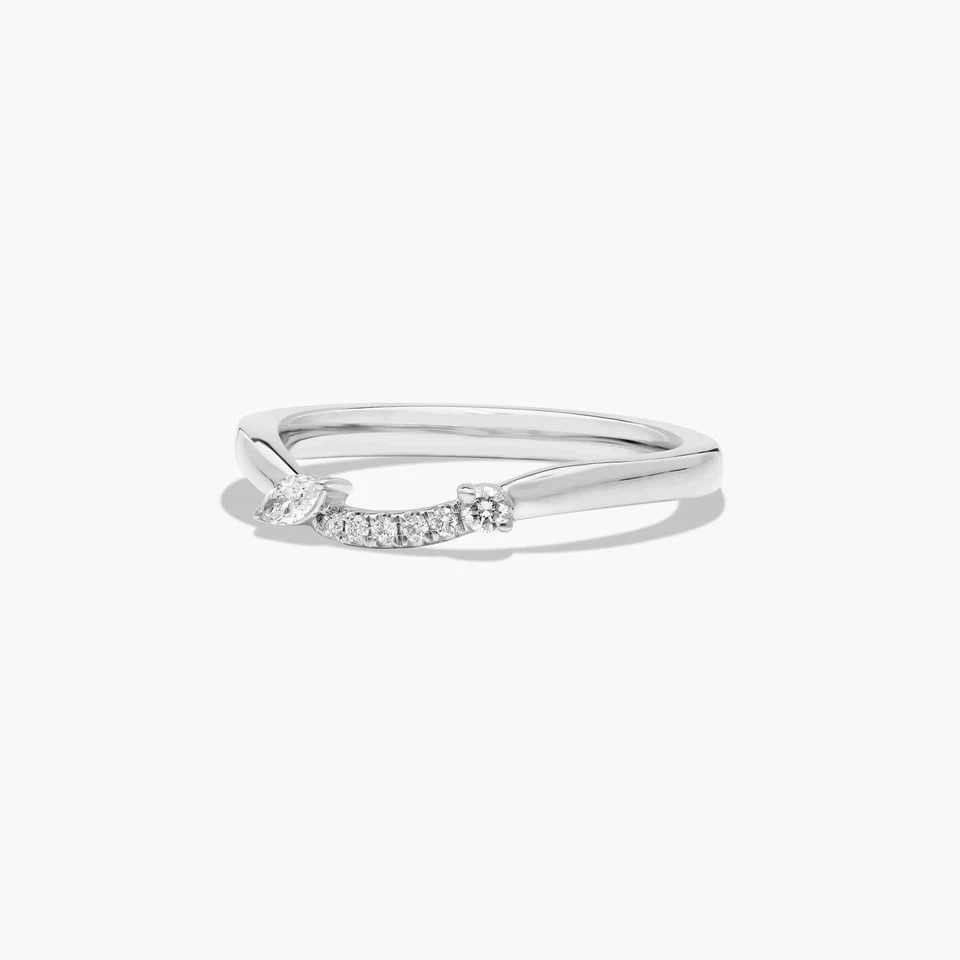 Round & Marquise Cut Lab-Grown Diamond Women's 950 Platinum Curved Promise Ring - Image 2 of 4